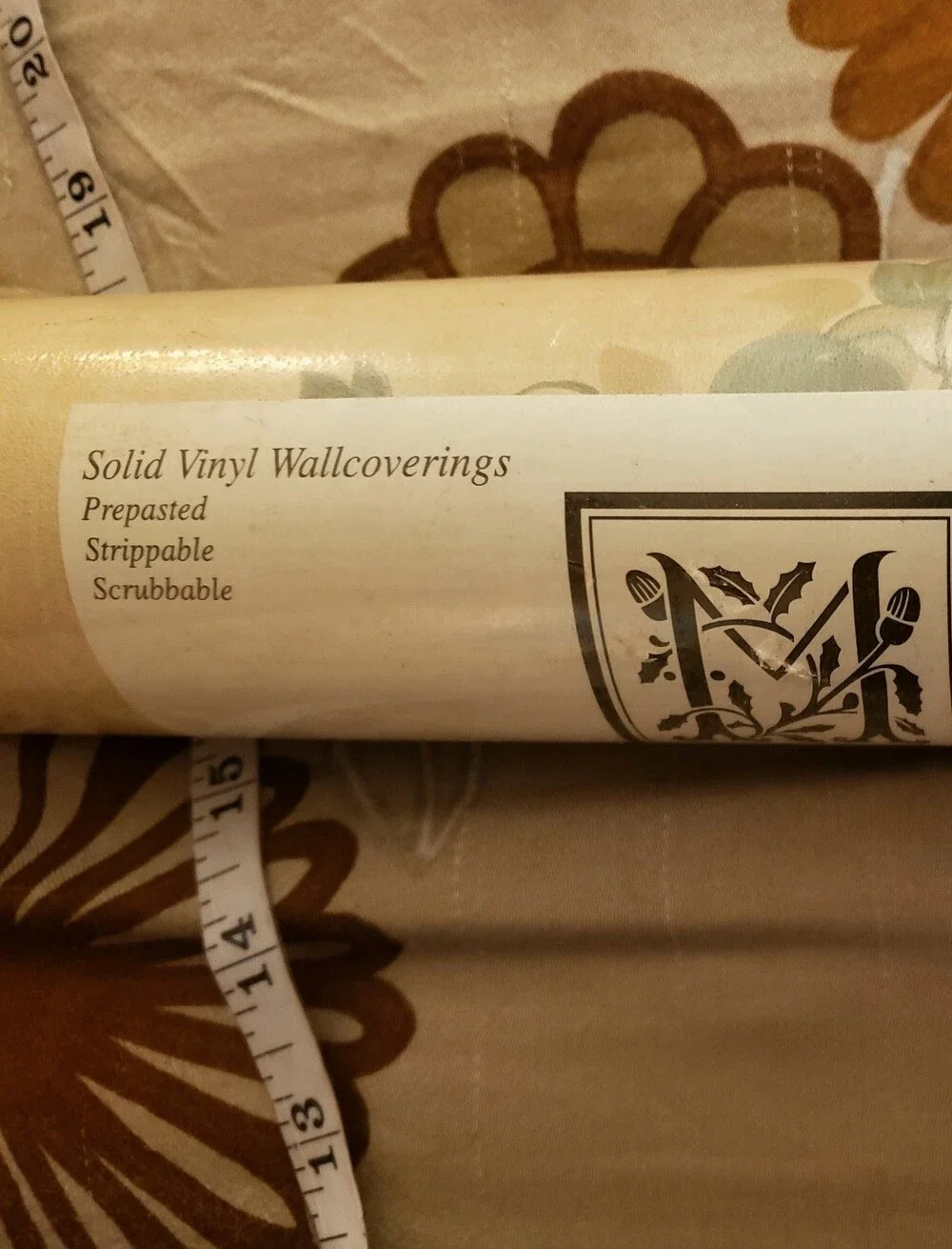 NOS/NWT Vintage Millway Solid Vinyl Prepasted Rose Wallpaper Pat. GB40300 11.5yd